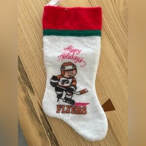 Vintage 1980s Philadelphia Flyers Holiday Stocking NHL - Red, Green, White